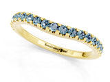 Yellow gold Round Aquamarine Pavé Set Curved Wedding Band_7