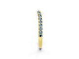 Yellow gold Round Aquamarine Pavé Set Curved Wedding Band_8