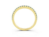 Yellow gold Round Aquamarine Pavé Set Curved Wedding Band_9