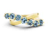 Yellow gold Round Aquamarine Prong-Set Crossover Band_6