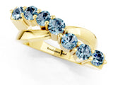 Yellow gold Round Aquamarine Prong-Set Crossover Band_7