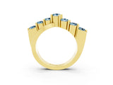 Yellow gold Round Aquamarine Prong-Set Crossover Band_9