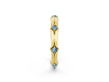 Yellow gold Round Aquamarine Prong Set Milgrain Eternity Band_8