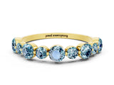 Yellow gold Round Aquamarine Scalloped Prong Set Eternity Band_18