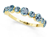 Yellow gold Round Aquamarine Scalloped Prong Set Eternity Band_19
