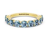 Yellow gold Round Aquamarine Shared Prong Eternity Band_6