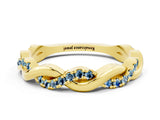 Yellow gold Round Aquamarine Twist Eternity Band with Pavé Setting_6