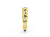Yellow gold Round Aquamarine Twist Milgrain Band with Bezel Setting_14