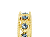 Yellow gold Round Aquamarine Twist Milgrain Band with Bezel Setting_17