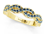 Yellow gold Round Aquamarine Twisted Eternity Band with Pavé and Shared Prong Setting_23
