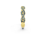 Yellow gold Round Aquamarine Twisted Eternity Band with Pavé and Shared Prong Setting_24