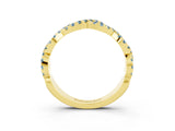 Yellow gold Round Aquamarine Twisted Eternity Band with Pavé and Shared Prong Setting_25