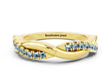 Yellow gold Round Aquamarine Twisted Infinity Band with Prong Setting_6