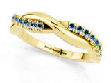 Yellow gold Round Aquamarine Twisted Infinity Band with Prong Setting_7