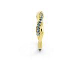 Yellow gold Round Aquamarine Twisted Infinity Band with Prong Setting_8