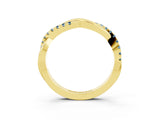 Yellow gold Round Aquamarine Twisted Infinity Band with Prong Setting_9