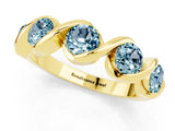 Yellow gold Round Aquamarine Wave Band with Channel Setting and Shared Prongs_7