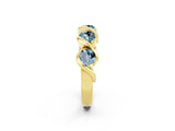 Yellow gold Round Aquamarine Wave Band with Channel Setting and Shared Prongs_8