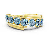 Yellow gold Round Aquamarine Wave Band with Channel and Shared Prong Setting_18