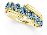 Yellow gold Round Aquamarine Wave Band with Channel and Shared Prong Setting_19