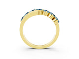 Yellow gold Round Aquamarine Wave Band with Channel and Shared Prong Setting_21