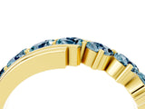 Yellow gold Round Aquamarine Wave Band with Channel and Shared Prong Setting_22