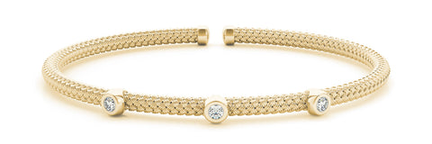Yellow gold Round Bezel Set Diamond Braided Bracelet