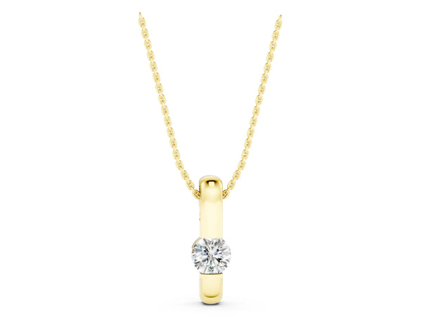 Yellow gold Round Bezel-Set Diamond Pendant