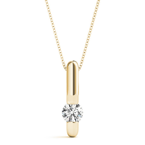 Yellow gold Round Bezel-Set Diamond Pendant