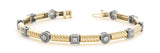 Yellow gold Round Bezel Set Diamond Rope Bracelet with Box Clasp