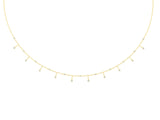 Yellow gold Round Bezel Set Diamond Station Necklace with Cable Chain_2