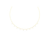 Yellow gold Round Bezel Set Diamond Station Necklace with Cable Chain_3
