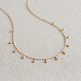 Yellow gold Round Bezel Set Diamond Station Necklace with Cable Chain_9