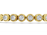 Yellow gold Round Bezel-Set Diamond Tennis Bracelet with Adjustable Box Chain_9