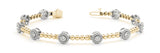 Yellow gold Round Bezel Set Diamond Tennis Bracelet with Beaded Band