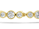 Yellow gold Round Bezel-Set Diamond Tennis Bracelet with Milgrain Detailing_7
