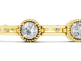 Yellow gold Round Bezel-Set Diamond Tennis Bracelet with Open Link Band_11