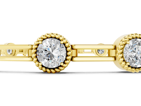 Yellow gold Round Bezel-Set Diamond Tennis Bracelet with Open Link Band