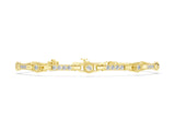 Yellow gold Round Bezel-Set Diamond Tennis Bracelet with Pave Band_2