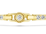 Yellow gold Round Bezel-Set Diamond Tennis Bracelet with Pave Band_3