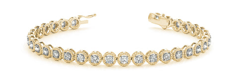 Yellow gold Round Bezel-Set Diamond Tennis Bracelet with Rope Band