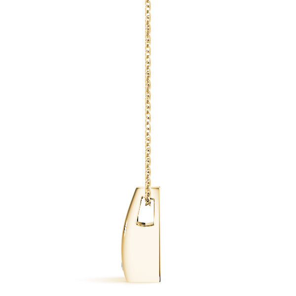 Yellow gold Round Bezel Solitaire Pendant with V-Prong Setting