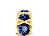 Yellow gold Round Blue Sapphire Channel Set Band with X-Prong Detail_11
