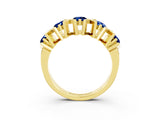 Yellow gold Round Blue Sapphire Channel Set Band with X-Prong Detail_9