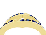 Yellow gold Round Blue Sapphire Channel-Set Chevron Band_10