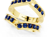Yellow gold Round Blue Sapphire Channel-Set Chevron Band_7