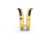 Yellow gold Round Blue Sapphire Channel-Set Chevron Band_8