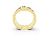 Yellow gold Round Blue Sapphire Channel-Set Chevron Band_9