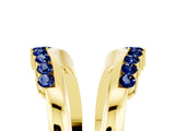 Yellow gold Round Blue Sapphire Chevron Contour Band with Prong Setting_11