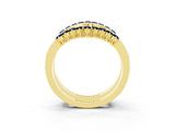 Yellow gold Round Blue Sapphire Chevron Contour Band with Prong Setting_9